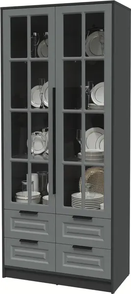 Изображение товара Шкаф с витриной Интерлиния  Концепт КТ-ШВ2 Деко (антрацит/серый)