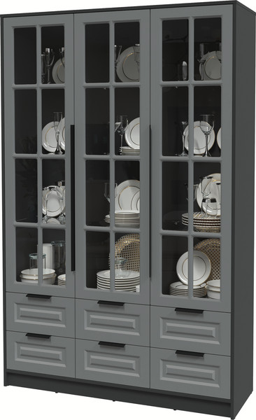Изображение товара Шкаф с витриной Интерлиния Концепт КТ-ШВ3 Деко (антрацит/серый)