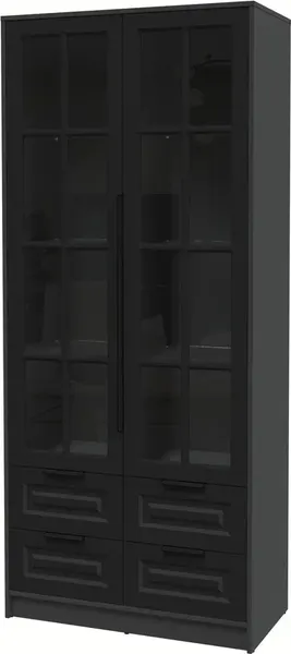 Изображение товара Шкаф с витриной Интерлиния Концепт КТ-ШВ2 Деко (антрацит/черный)