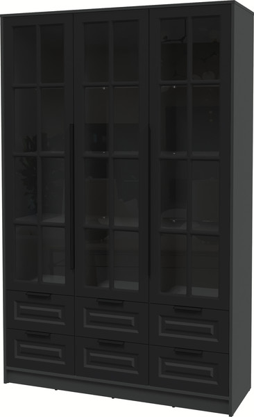 Изображение товара Шкаф с витриной Интерлиния Концепт КТ-ШВ3 Деко (антрацит/черный)