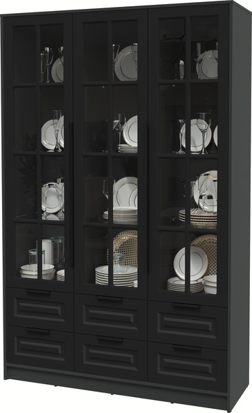 Изображение товара Шкаф с витриной Интерлиния Концепт КТ-ШВ3 Деко (антрацит/черный)