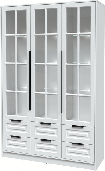 Изображение товара Шкаф с витриной Интерлиния Концепт КТ-ШВ3 с подсветкой Деко (белый платинум/белый)