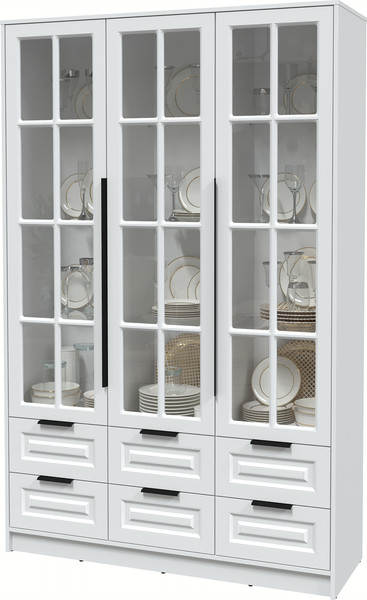 Изображение товара Шкаф с витриной Интерлиния Концепт КТ-ШВ3 Деко (белый платинум/белый)