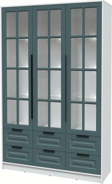 Изображение товара Шкаф с витриной Интерлиния Концепт КТ-ШВ3 с подсветкой Деко (белый платинум/верде)