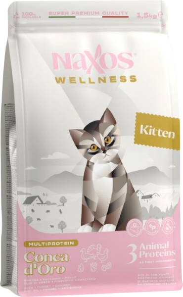 Изображение товара Сухой корм для кошек Adragna Naxos Wellness Kitten утка, курица и индейка (1.5кг)