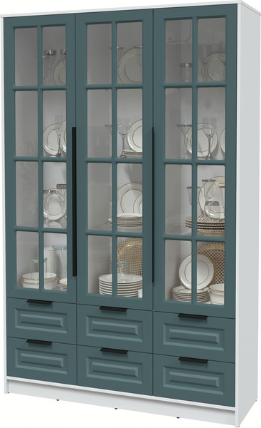 Изображение товара Шкаф с витриной Интерлиния Концепт КТ-ШВ3 Деко (белый платинум/верде)