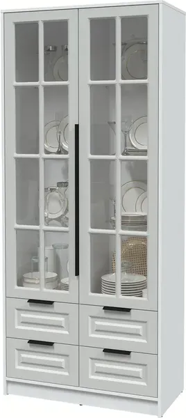 Изображение товара Шкаф с витриной Интерлиния Концепт КТ-ШВ2 Деко (белый платинум/грей)
