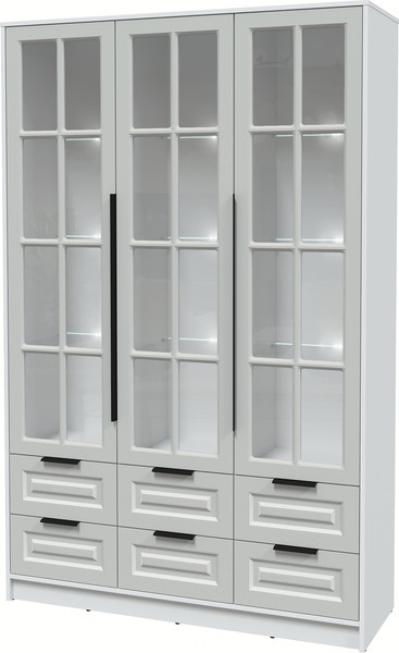 Изображение товара Шкаф с витриной Интерлиния Концепт КТ-ШВ3 с подсветкой Деко (белый платинум/грей)