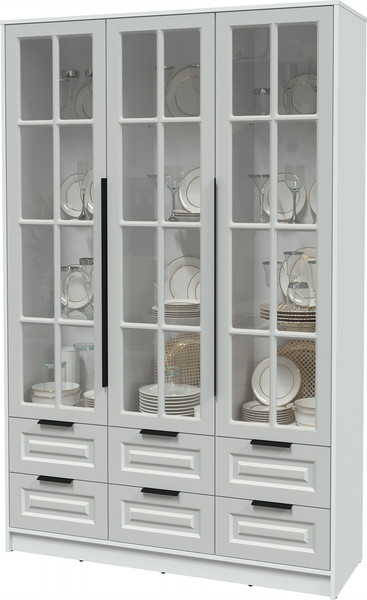 Изображение товара Шкаф с витриной Интерлиния Концепт КТ-ШВ3 Деко (белый платинум/грей)