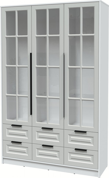 Изображение товара Шкаф с витриной Интерлиния Концепт КТ-ШВ3 Деко (белый платинум/грей)