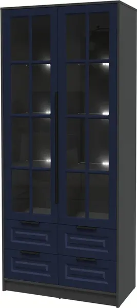 Изображение товара Шкаф с витриной Интерлиния Концепт КТ-ШВ2 с подсветкой Деко (антрацит/индиго)