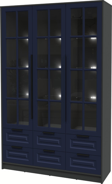 Изображение товара Шкаф с витриной Интерлиния Концепт КТ-ШВ3 с подсветкой Деко (антрацит/индиго)