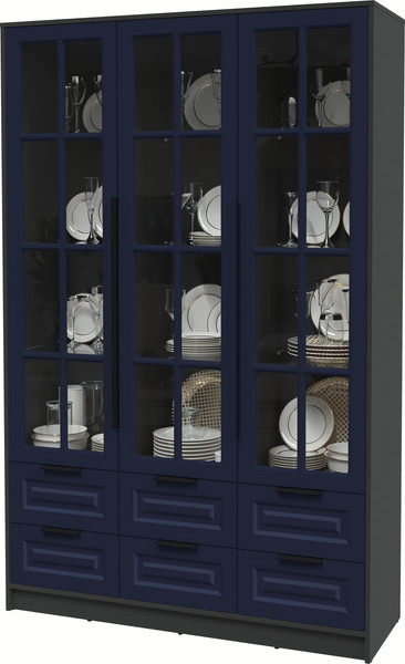 Изображение товара Шкаф с витриной Интерлиния Концепт КТ-ШВ3 Деко (антрацит/индиго)