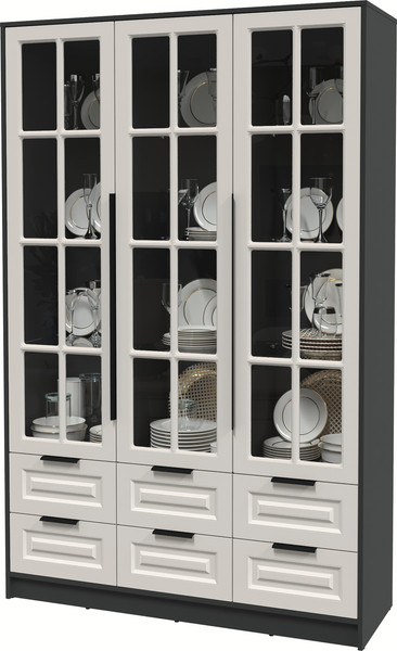 Изображение товара Шкаф с витриной Интерлиния Концепт КТ-ШВ3 Деко (антрацит/кашемир)