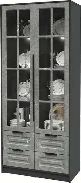 Изображение товара Шкаф с витриной Интерлиния  Концепт КТ-ШВ2 с подсветкой Деко (антрацит/керамика)