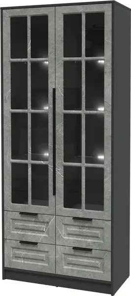 Изображение товара Шкаф с витриной Интерлиния  Концепт КТ-ШВ2 с подсветкой Деко (антрацит/керамика)