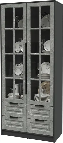 Изображение товара Шкаф с витриной Интерлиния  Концепт КТ-ШВ2 Деко (антрацит/керамика)