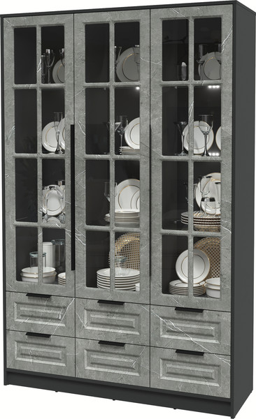 Изображение товара Шкаф с витриной Интерлиния Концепт КТ-ШВ3 с подсветкой Деко (антрацит/керамика)