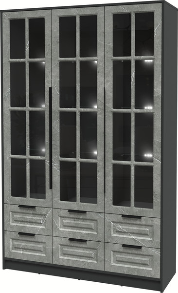 Изображение товара Шкаф с витриной Интерлиния Концепт КТ-ШВ3 с подсветкой Деко (антрацит/керамика)