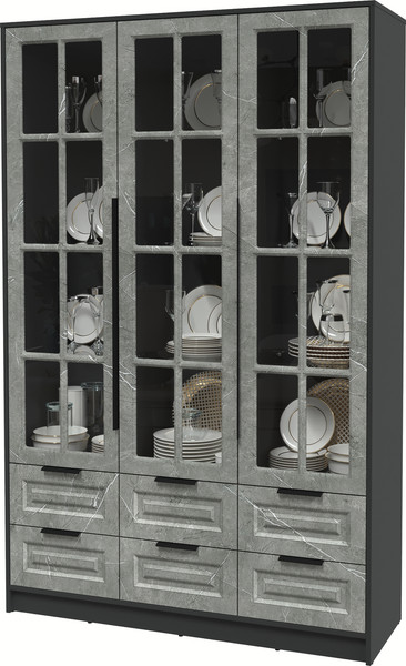 Изображение товара Шкаф с витриной Интерлиния Концепт КТ-ШВ3 Деко (антрацит/керамика)