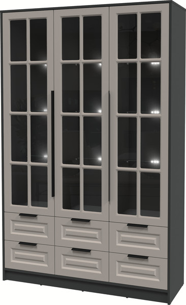 Изображение товара Шкаф с витриной Интерлиния Концепт КТ-ШВ3 с подсветкой Деко (антрацит/луна)