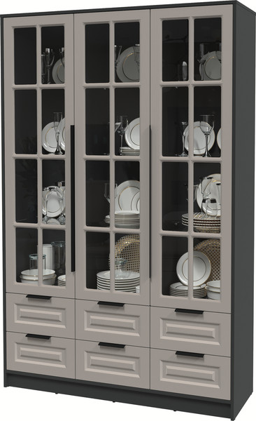 Изображение товара Шкаф с витриной Интерлиния Концепт КТ-ШВ3 Деко (антрацит/луна)