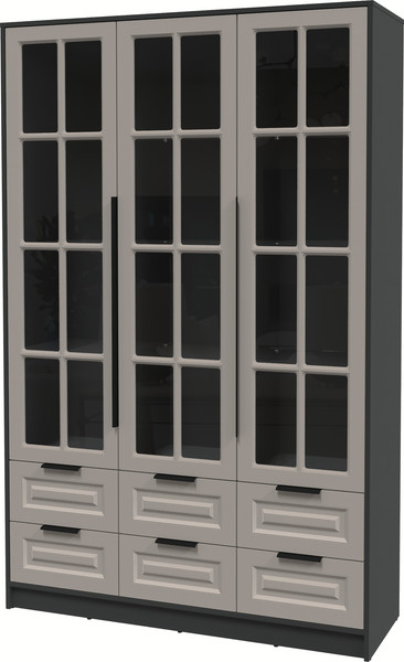 Изображение товара Шкаф с витриной Интерлиния Концепт КТ-ШВ3 Деко (антрацит/луна)