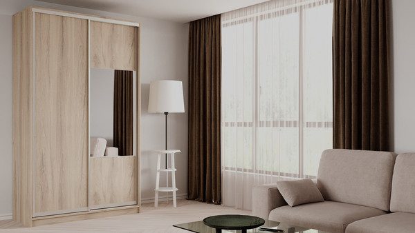 Изображение товара Шкаф-купе Рэйгрупп 158 EEX Elgon РГ-04.05 (дуб элисон/дуб элисон/хром)