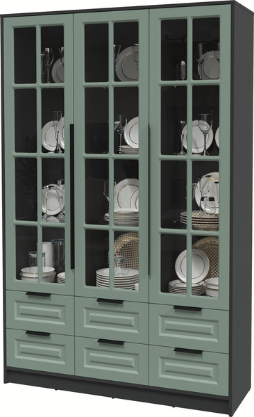 Изображение товара Шкаф с витриной Интерлиния Концепт КТ-ШВ3 Деко (антрацит/мята)