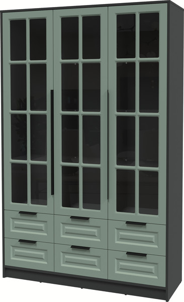 Изображение товара Шкаф с витриной Интерлиния Концепт КТ-ШВ3 Деко (антрацит/мята)