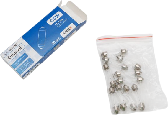 Изображение товара Комплект автомобильных ламп Storex Original C5W 39мм SV8.5 12v.5w / 8625367 (10шт)