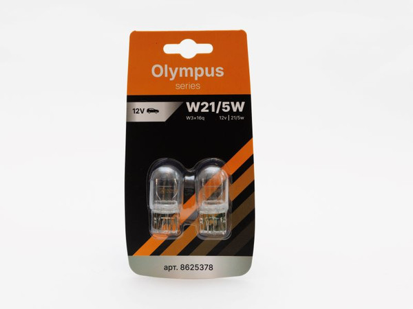 Изображение товара Комплект автомобильных ламп Storex Olympus W21/5W W3x16q 12v.5w / 8625378 (2шт)