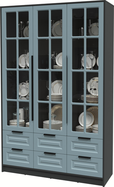 Изображение товара Шкаф с витриной Интерлиния Концепт КТ-ШВ3 Деко (антрацит/океан)