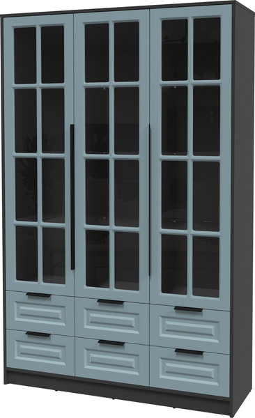 Изображение товара Шкаф с витриной Интерлиния Концепт КТ-ШВ3 Деко (антрацит/океан)