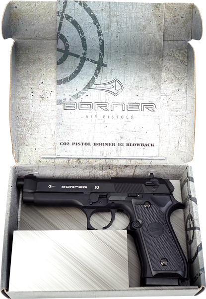 Изображение товара Пистолет пневматический BORNER 92 Blowback Beretta до 3Дж кал. 4.5мм