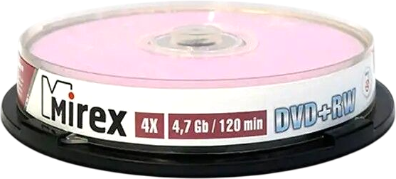 Изображение товара Набор дисков DVD+RW Mirex 4X 4.7GB / UL130022A4L (10шт)