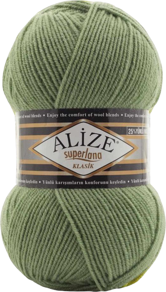 Изображение товара Пряжа для вязания Alize Superlana 25% шерсть, 75% акрил / 852 (280м, зеленый)