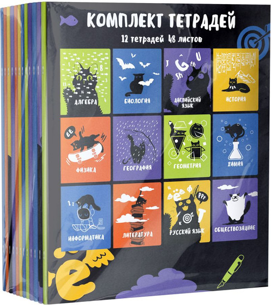 Изображение товара Набор предметных тетрадей BG Черный Кот / ТПК5ск48_вл 57083 (12 шт, 48л)