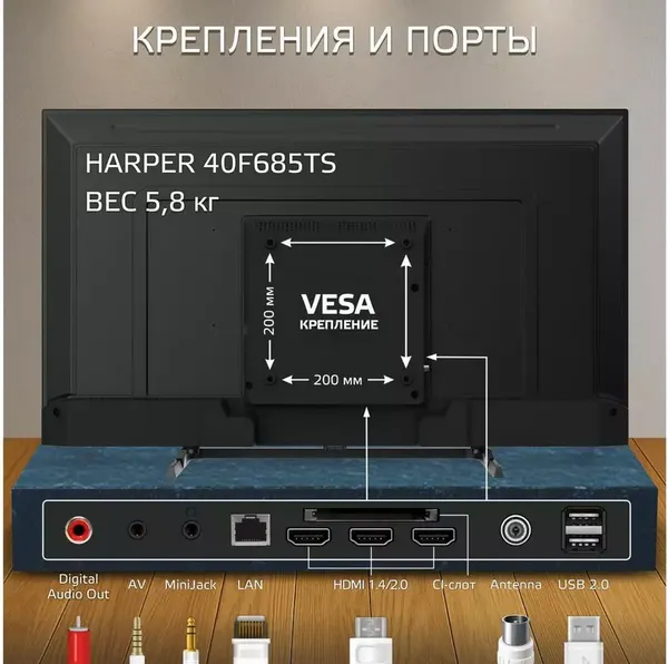 Изображение товара Телевизор Harper 40" 40F685TS