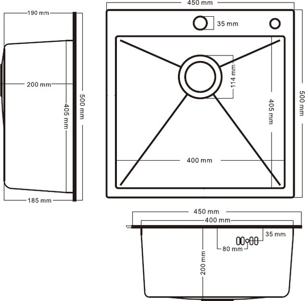 Изображение товара Мойка кухонная Schtoff Best Decor Silver 4550 + KR-1 Grey + SD-1 Silver (с коландером и дозатором)
