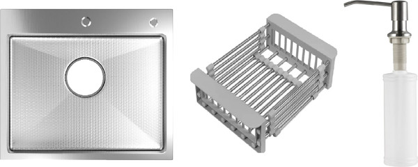 Изображение товара Мойка кухонная Schtoff Best Decor Silver 5050 + KR-1 Grey + SD-1 Silver (с коландером и дозатором)
