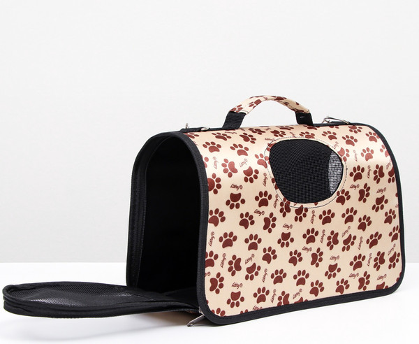 Изображение товара Сумка для животных Sima-Land Лапки Happy / 6971579 (р.S, бежевый)