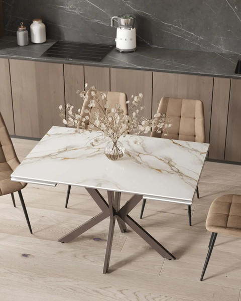 Изображение товара Обеденный стол Stool Group Marmer 120-180x80x76 (капучино)
