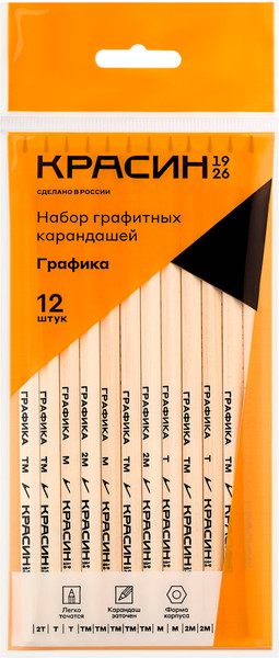 Изображение товара Набор простых карандашей Красин Графика / КР-141200 (12шт)