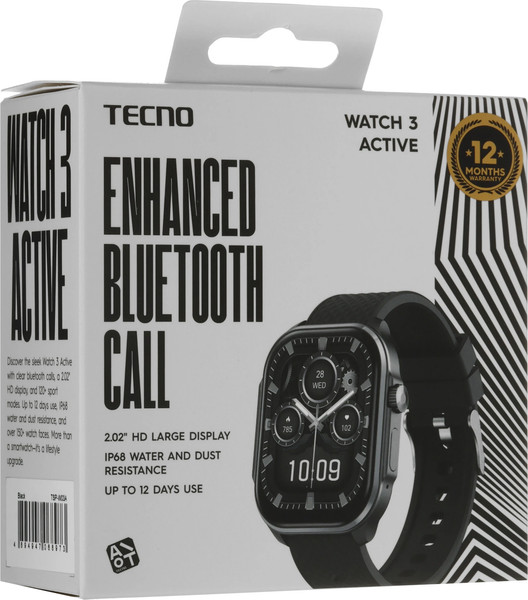 Изображение товара Умные часы Tecno Watch 3 Active TSP-W03A (черный)