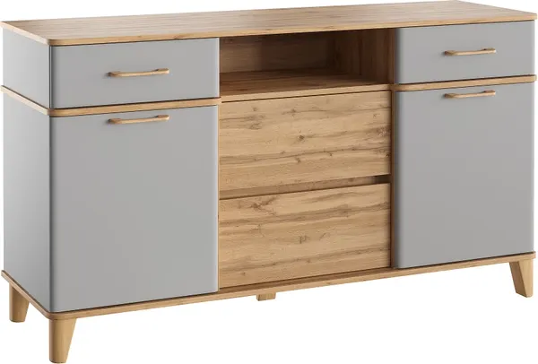 Изображение товара Тумба MODULA Карпин INV01T-2D4S-1584/491/880(05) (дуб натюрэль/серый)