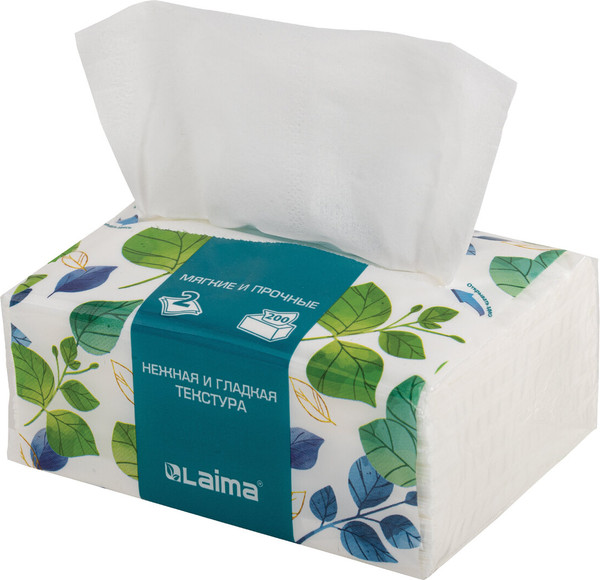 Изображение товара Бумажные салфетки Laima Premium Unit Pack. Косметические / 116357 (200шт)