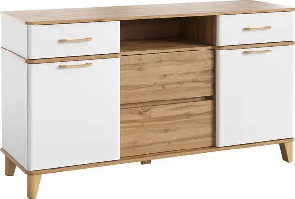 Изображение товара Тумба MODULA Карпин INV01T-2D4S-1584/491/880(02) (дуб натюрэль/белый)