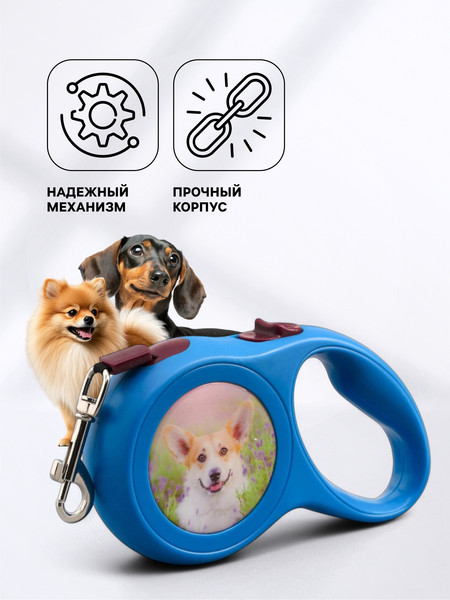 Изображение товара Поводок-рулетка Sima-Land Милашка / 2603406 (синий)