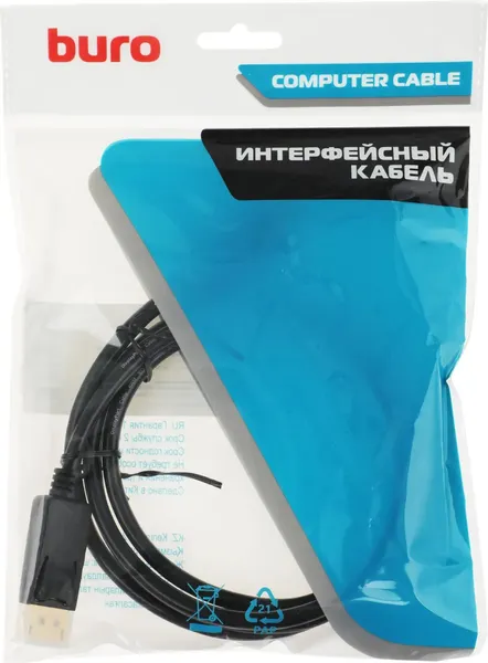 Изображение товара Кабель Buro BU-DP-V1.2-1.5M (1.5м, черный)